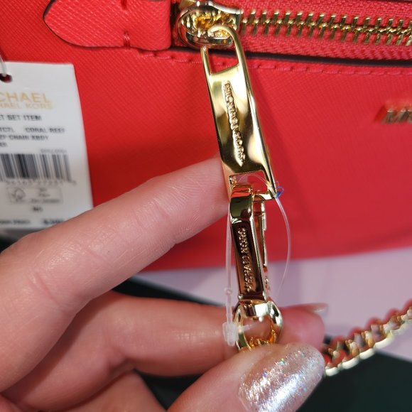 Michael Kors Jet Set Large Saffiano Leather Crossbody Bag- Coral NWT - Picture 10 of 12
